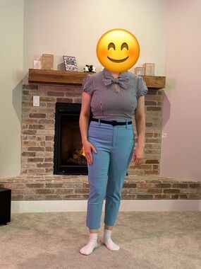 Cropped Light Blue Women's Dress Pants